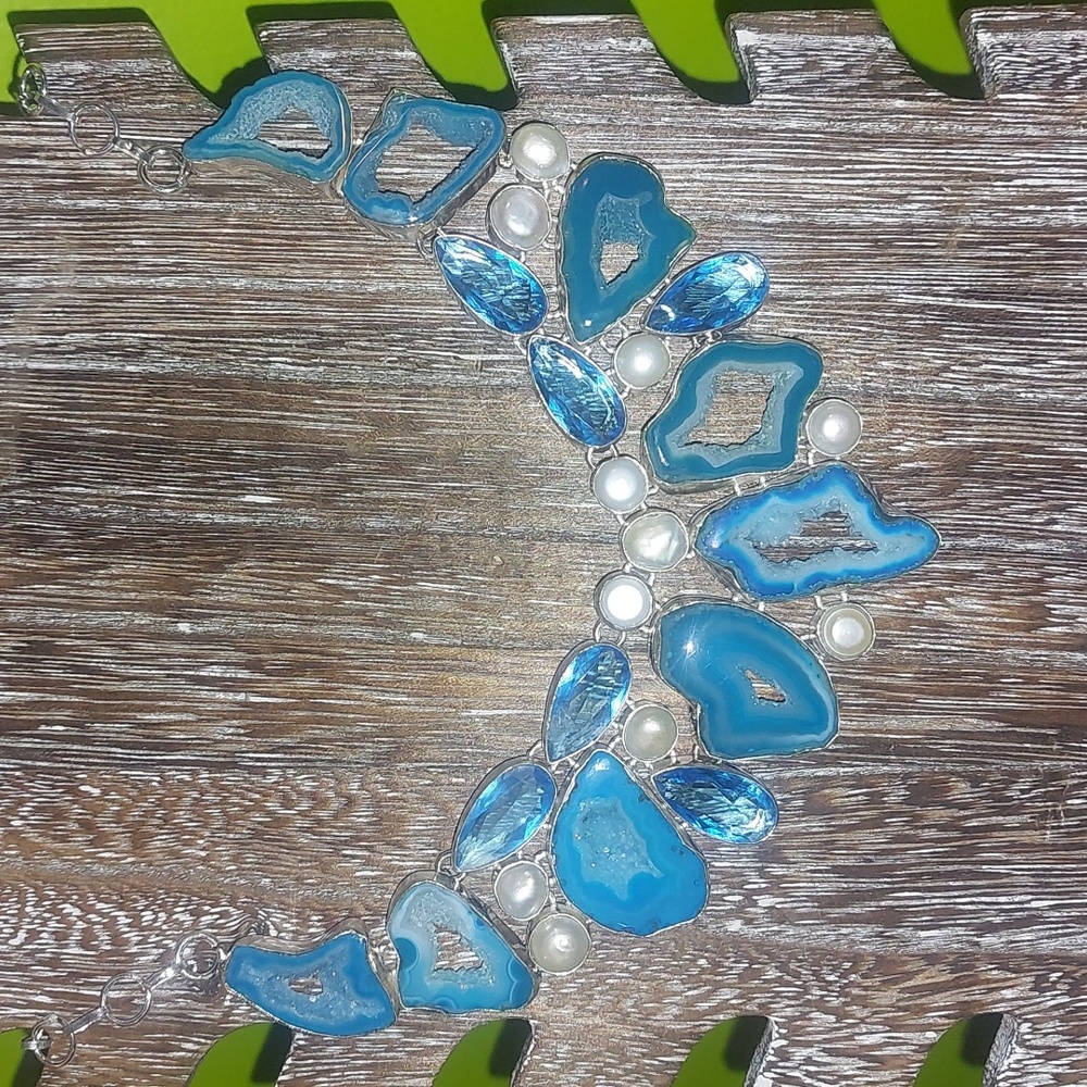 Stunning Solar Agate Druzy Statement Necklace